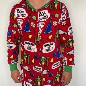 Christmas funny Elf Onesie. Never worn. Size large. Polyester.